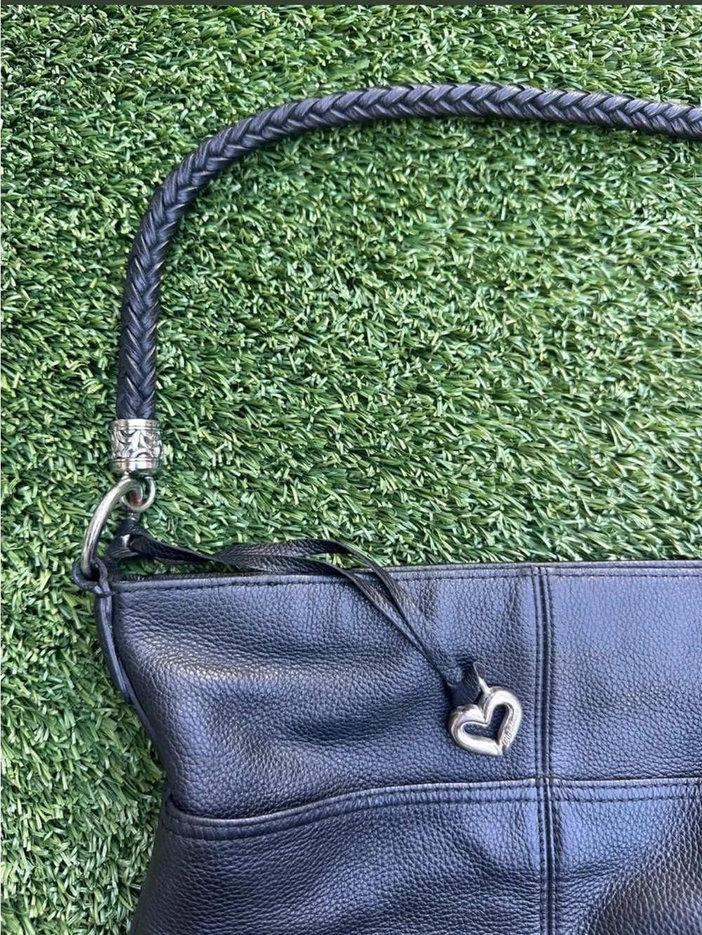 Brighton Black Pebbled Leather Hobo with Heart Charm